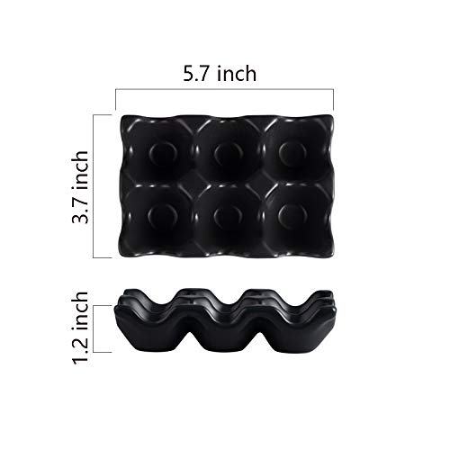 Airmoon - Bandeja de 6 tazas para servir huevos, dispensador de huevos, juego de soporte para cocina, restaurante, frigorífico, accesorio decorativo, negro