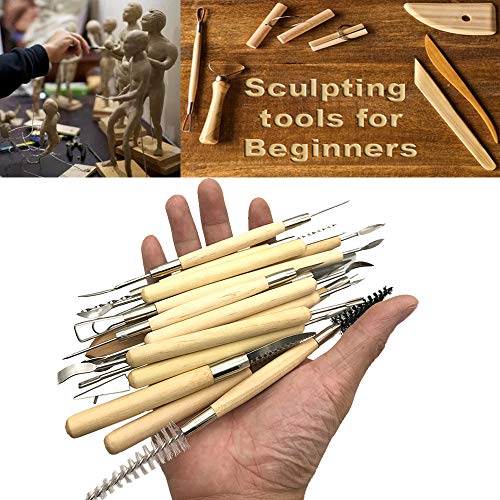 Aisamco Kit de herramientas de arcilla cerámica de 40 piezas Conjunto de herramientas de escultura de cerámica para manualidades, madera y acero, escuelas y hogar