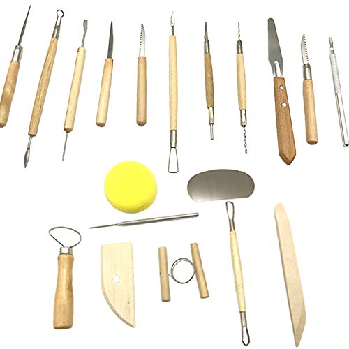 Aisamco Kit de herramientas de arcilla cerámica de 40 piezas Conjunto de herramientas de escultura de cerámica para manualidades, madera y acero, escuelas y hogar