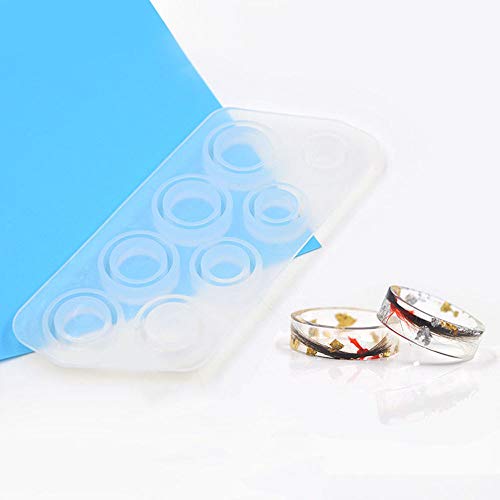 AISE Molde de Anillos Planos Hechos a Mano, Moldes de Silicona para joyería, Molde de Silicona para joyería de Anillo DIY, Molde de epoxi de Cristal Resina epoxi para la fabricación de joyería