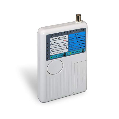 AISENS A142-0313 - Testeador para Cable RJ11/RJ12/RJ45 (USB, Coaxial) Color Gris