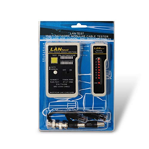 AISENS A142-0314 - Testeador Coaxial para Cable RJ11/RJ12/RJ45, Color Beige
