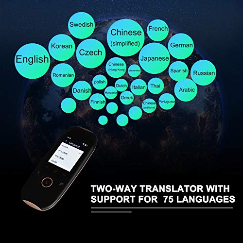 AIXUNYI Traductor de Voz Portátil Inteligente, Pulgadas y Conexión WIFI Traducción en Tiempo Real Compatible con 75 Idiomas para Aprender Viajar o Negocios Color Negro