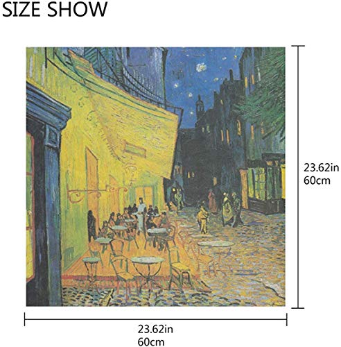 AIZENN Bufandas cuadradas de satén de seda rectangular para mujer, de Van Gogh Cafe Terraza por la noche, bufanda de cabeza de chal 99 x 99 cm