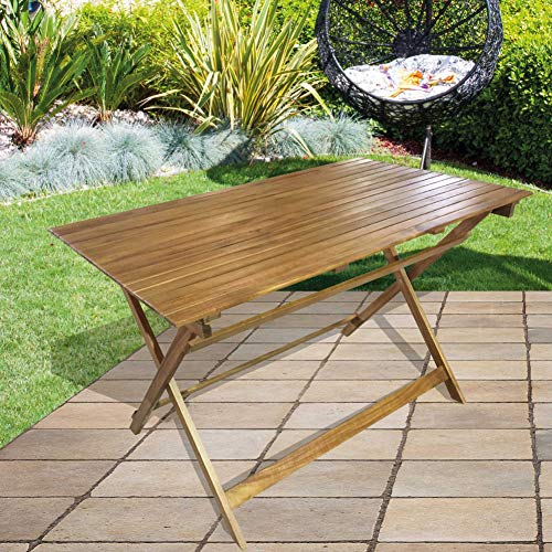 Aktive 61030 - Mesa rectangular madera de acacia Garden 113 x 64 x 74 cm