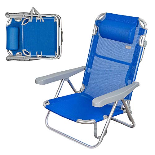 Aktive 62608 - Silla de playa 5 posiciones con cabezal 60 x 47 x 83 cm