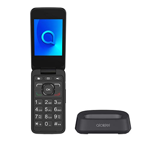 Alcatel 3026 - Teléfono móvil de fácil uso con tapa y base para cargar, botón SOS, Cámara 2MP con flash, teclas grandes, Plateado