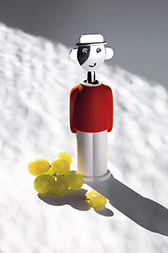 Alessi - Alessandro M AAM23 R - Sacacorchos de Diseño en Zamak Cromado y Resina Termoplástica, Rojo