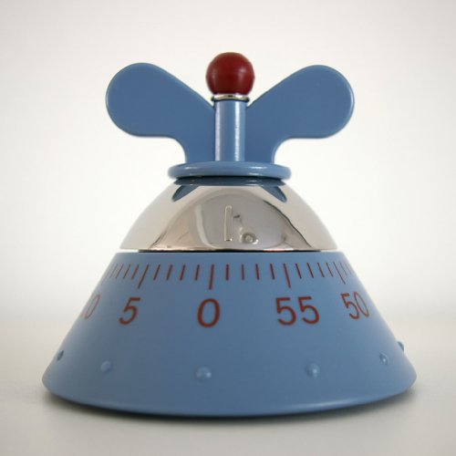 Alessi - Kitchen Timer A09 -Temporizador Cocina con Movimiento Mecánico de Diseño, en Resina Termoplástica, Azul