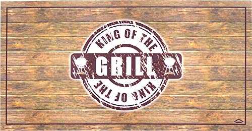 Alfombra para barbacoa, 67 x 130 cm, King of The Grill antigoteo, antimanchas, lavable con agua, antideslizante, de PVC protector para no manchar el suelo delante de tu parrilla, fabricada en Italia