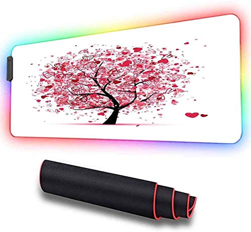 Alfombrilla de ratón para juegos, árbol de San Valentín adornado con remolino grande impermeable para teclado de computadora para jugadores / profesionales de deportes / oficina 800x300x30mm