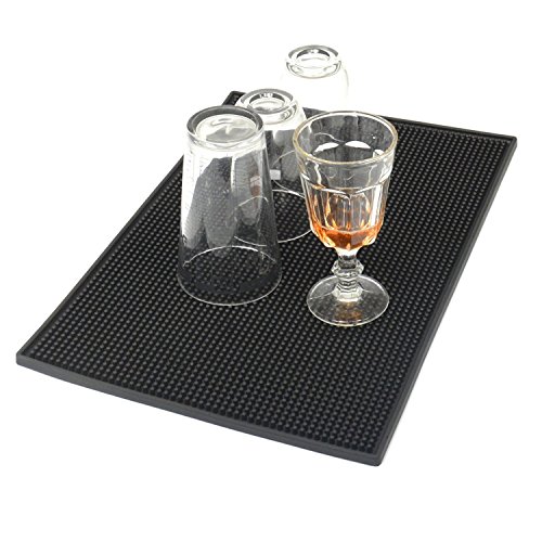 Alfombrilla de servicio de barra de goma, tapete de secado de silicona antibacteriano, apto para lavavajillas, resistente al calor, pvc, negro, 11.7 IN x 17.5 IN