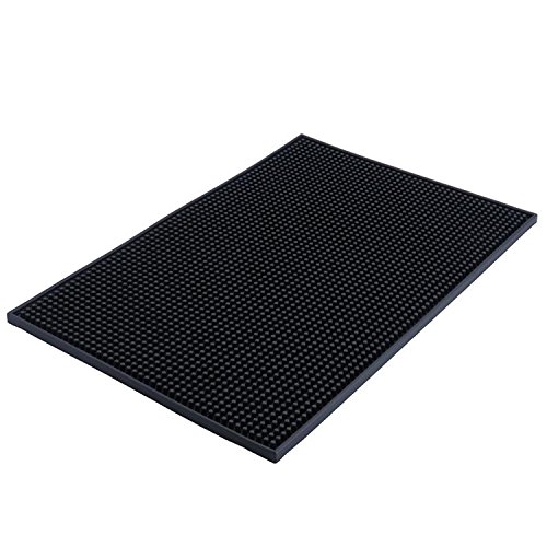 Alfombrilla de servicio de barra de goma, tapete de secado de silicona antibacteriano, apto para lavavajillas, resistente al calor, pvc, negro, 11.7 IN x 17.5 IN