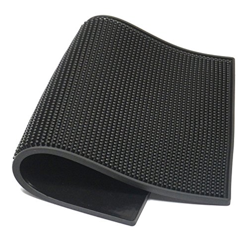 Alfombrilla de servicio de barra de goma, tapete de secado de silicona antibacteriano, apto para lavavajillas, resistente al calor, pvc, negro, 11.7 IN x 17.5 IN