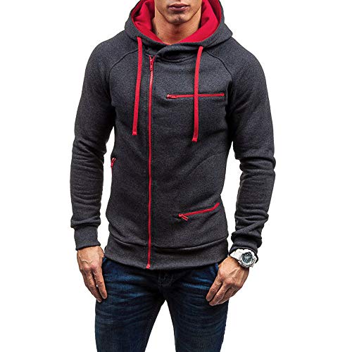 ALIKEEY Hombres De Manga Larga Casual Sudadera con Capucha Otoño Solido Top Outwear Blanca Beisbol Divertidas Camuflaje Calavera Camisas