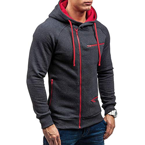 ALIKEEY Hombres De Manga Larga Casual Sudadera con Capucha Otoño Solido Top Outwear Blanca Beisbol Divertidas Camuflaje Calavera Camisas