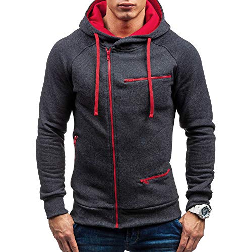 ALIKEEY Hombres De Manga Larga Casual Sudadera con Capucha Otoño Solido Top Outwear Blanca Beisbol Divertidas Camuflaje Calavera Camisas