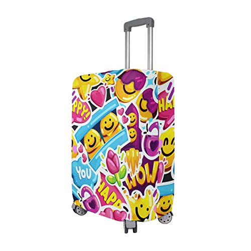 ALINLO - Funda para Equipaje con diseño de Emoticono de Flores y emoticonos de Colores Abstractos para Maletas de Viaje de 18-32 Pulgadas