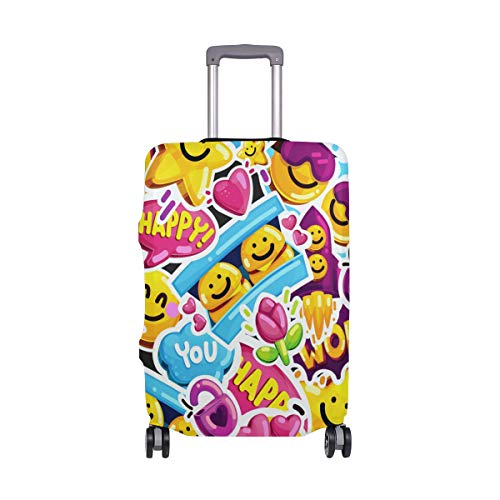 ALINLO - Funda para Equipaje con diseño de Emoticono de Flores y emoticonos de Colores Abstractos para Maletas de Viaje de 18-32 Pulgadas