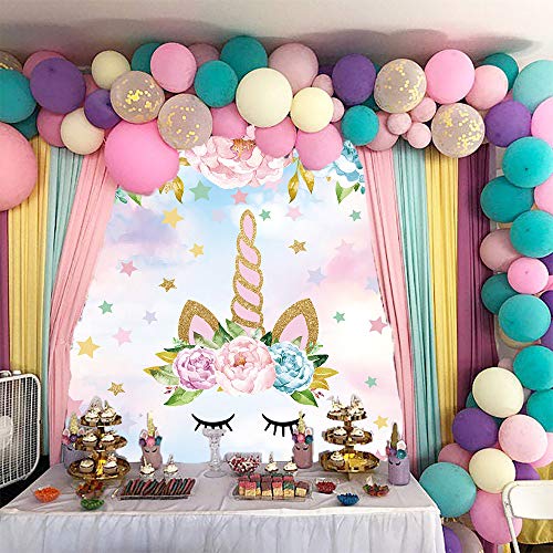 AllEnjoy - Fondo de fotografía con diseño de unicornio de 7 x 5 pies, para decoración de mesa de cumpleaños, postres, decoración de baby shower fotobooth estudio fotográfico