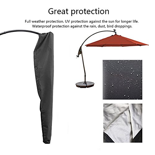 ALLOMN - Funda para sombrilla de patio (2,7 m a 3,4 m, impermeable, con cremallera, para exteriores, jardín, colgar, color negro