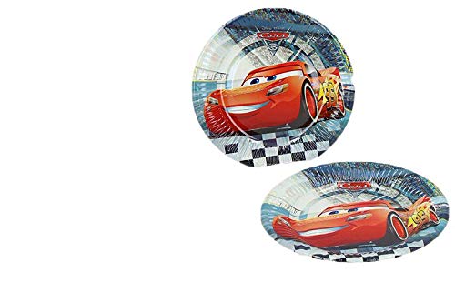 ALMACENESADAN, 0446, Pack Desechables Fiestas y cumpleaños Disney Cars, Compuesto por 12 Platos, 12 Vasos 200ml, Pack 16 servilletas Disney Cars