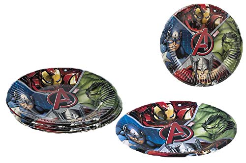 ALMACENESADAN 1077, Pack Desechables cumpleaños Fiestas y cumpleaños Avengers, compuestopor Mantel Fiesta plástico 120x180 cm, por 8 Platos, 8 Vasos y 20 servilletas