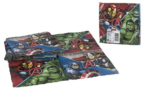 ALMACENESADAN 1077, Pack Desechables cumpleaños Fiestas y cumpleaños Avengers, compuestopor Mantel Fiesta plástico 120x180 cm, por 8 Platos, 8 Vasos y 20 servilletas