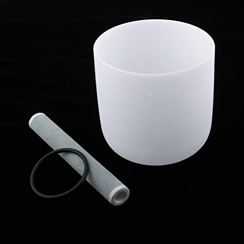 Almencla Tíbet Crystal Singing Bowl E Note Para Cuarzo Esmerilado Corazón 6 Pulgadas Blanco