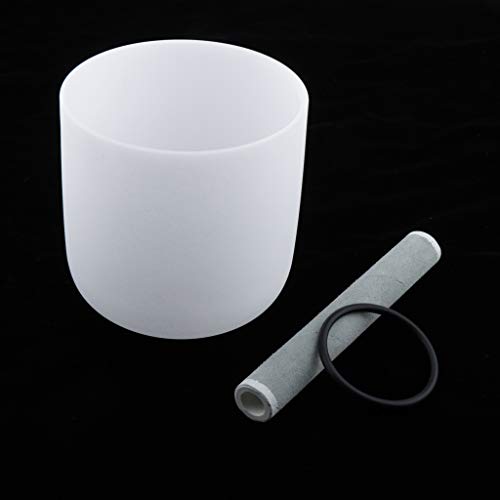 Almencla Tíbet Crystal Singing Bowl E Note Para Cuarzo Esmerilado Corazón 6 Pulgadas Blanco