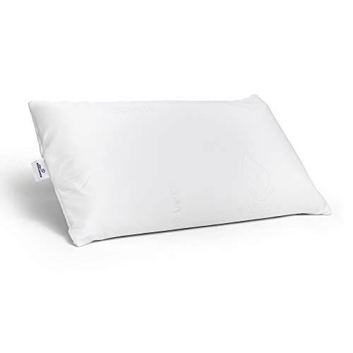 Almohada Viscoelástica Agatha con Doble Funda, 105cm, Transpirable, Antiácaros, Termoregulable, Firmeza Media, Ergonómica, Perfecta Adaptabilidad a Cuello y Cabeza, Tejido Strech. Fabricada en España