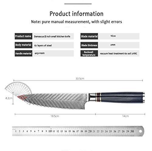 Alta calidad Acero de Damasco occidental cocina principal casa cocina cuchillo de sushi de 8 pulgadas saurio dicer carne cruda con cuchillos (Color : Knife)