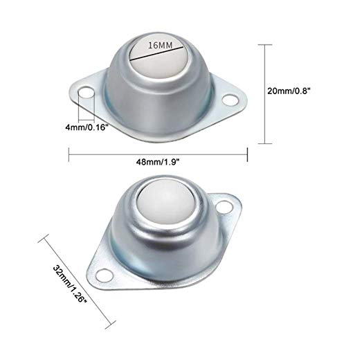 AMACOAM Transferencia a Bola Rodamientos de Bola de Transferencia Rodillo Bola de Transporte Rodamiento de Transferencia de Bolas para Transmisión Muebles Silla de Rueda con 2 Orificios 16mm 6 Piezas