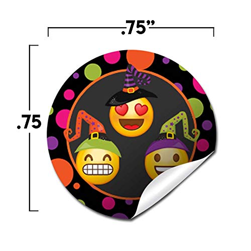 AmandaCreation - Etiquetas adhesivas para fiesta de Halloween, diseño de emoticonos de neón, 300 círculos, tamaño 1,9 cm, ideal para regalos de fiesta, sellos de sobres y bolsas de regalo