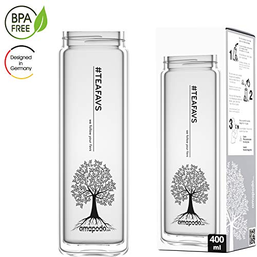 amapodo Cristal de Repuesto 400ml Transparente para Tetera, biberón, Botella de Vidrio, Vaso de té