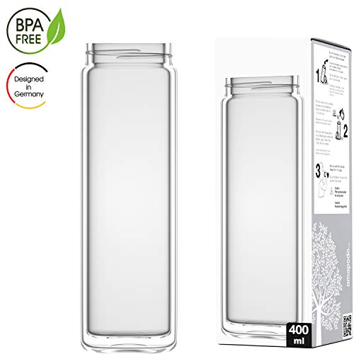 amapodo cristal de repuesto 400ml transparente para tetera, biberón, botella de vidrio, vaso de té