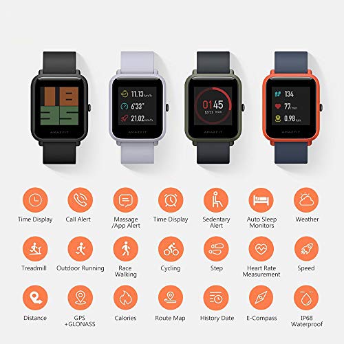 AMAZFIT Bip Xiaomi Smartwatch Monitore de activida Pulsómetro Ejercicio Fitness Versión Internacional Orange