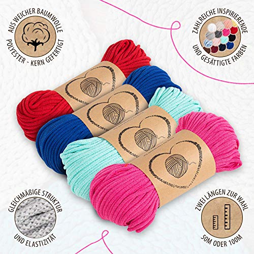 Amazinggirl Hilo Macrame 5 mm trapillo bobinas - Cuerda Algodon Cordon para Trenzado Tejer a Crochet Manualidades Gris