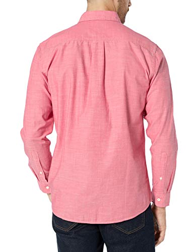 Amazon Essentials - Camisa de cambray con manga larga y corte recto para hombre, Rojo, US XS (EU XS)