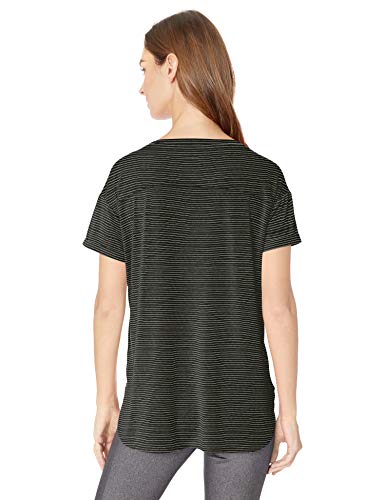 Amazon Essentials Patterned Studio Relaxed-Fit Crewneck T-Shirt Fashion-t-Shirts, Raya Negra (Black Stripe), US S (EU S - M)