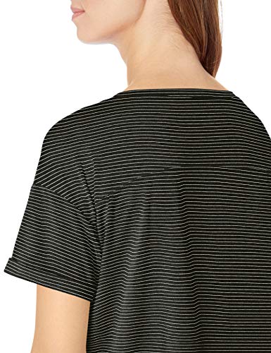 Amazon Essentials Patterned Studio Relaxed-Fit Crewneck T-Shirt Fashion-t-Shirts, Raya Negra (Black Stripe), US S (EU S - M)