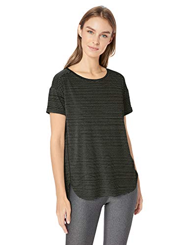 Amazon Essentials Patterned Studio Relaxed-Fit Crewneck T-Shirt Fashion-t-Shirts, Raya Negra (Black Stripe), US S (EU S - M)