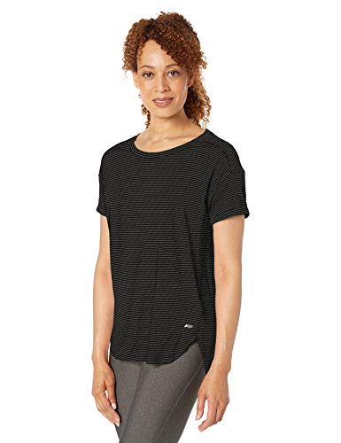 Amazon Essentials Patterned Studio Relaxed-Fit Crewneck T-Shirt Fashion-t-Shirts, Raya Negra (Black Stripe), US S (EU S - M)