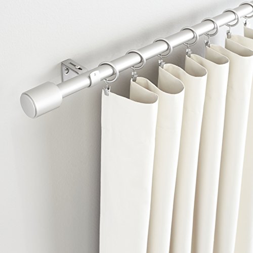 AmazonBasics - Barra para cortinas con remates con tapas, 91-182 cm, Níquel