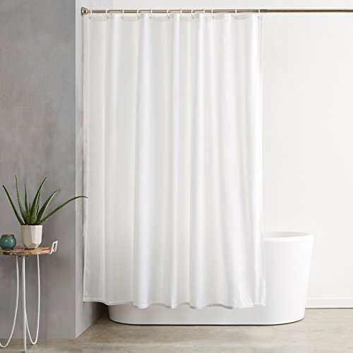 AmazonBasics - Cortina de ducha de poliéster (180 x 180 cm), color blanco