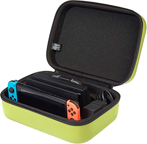 AmazonBasics - Estuche rígido de transporte y almacenamiento para Nintendo Switch, 30,5 x 12,2 x 22,9 cm, amarillo neón