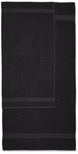 AmazonBasics - Juego de toallas (colores resistentes, 2 toallas de baño y 2 toallas de manos), color negro