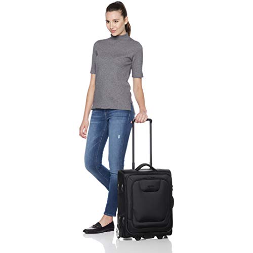 AmazonBasics – Maleta blanda expansible apta para cabina de pasajeros con candado TSA y ruedas, 48 cm, negro