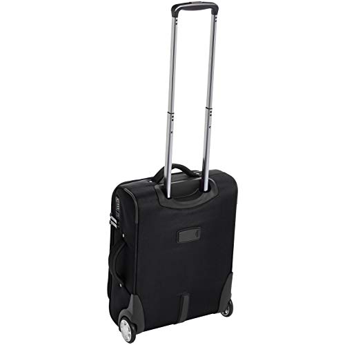 AmazonBasics – Maleta blanda expansible apta para cabina de pasajeros con candado TSA y ruedas, 48 cm, negro