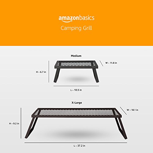 AmazonBasics - Parrilla plegable de alta resistencia para hoguera, Extragrande